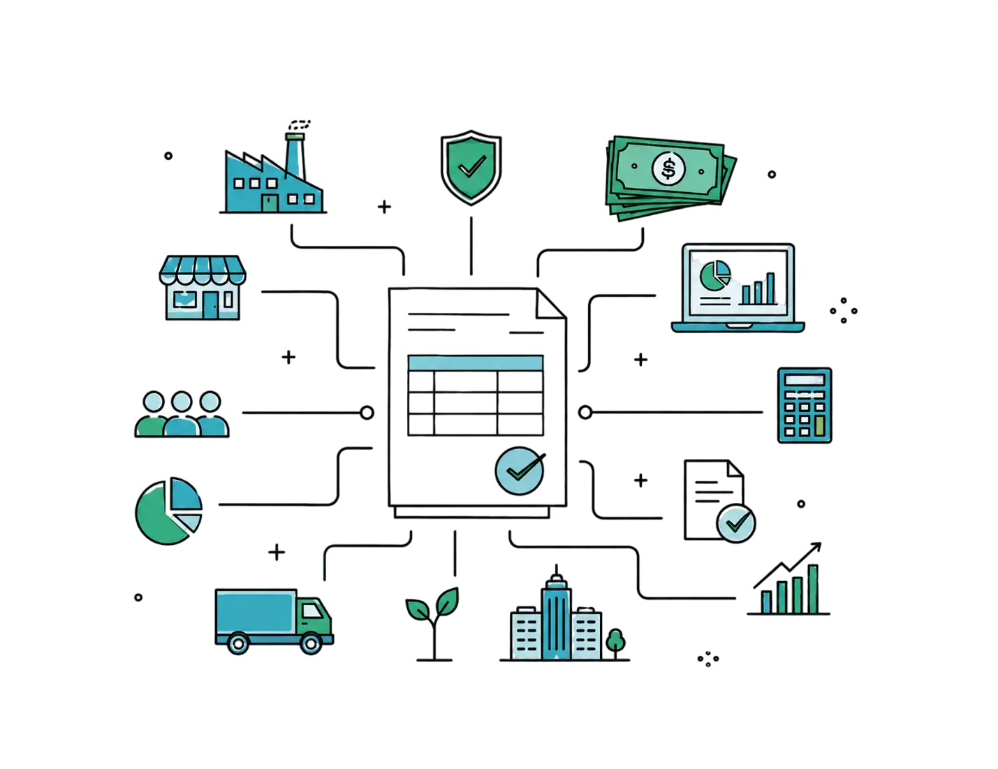 تمويل الفواتير للشركات الصغيرة والمتوسطة رسم توضيحي لتمويل الفواتير في السعودية يظهر فيه تحويل الفواتير إلى سيولة فورية للشركات.